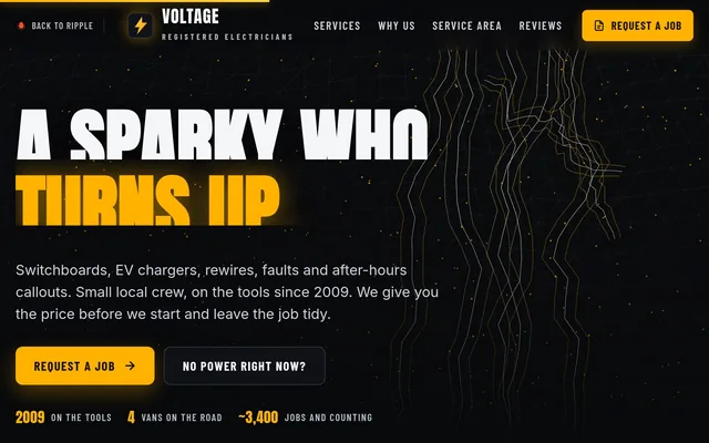 The Voltage electrician concept site by Ripple